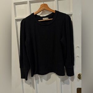 Madewell Black Ribbed Long Sleeve Top